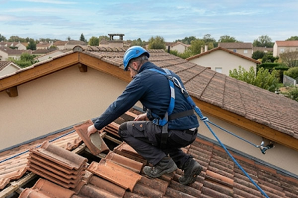 Remplacement de tuiles cassées et réparation de toiture à Septfonds